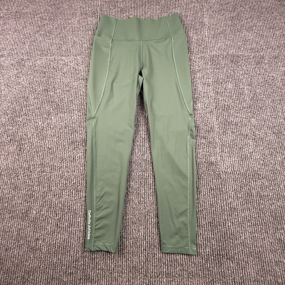 Definite Articles Womens Size Medium High Waisted Pocket Leggings Sage Green